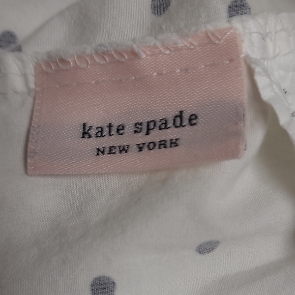 Kate Spade King Sized Pillow Case White Cotton Fabric with Black Dots - Picture 2 of 4